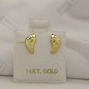 14K Solid Gold Baby Feet Earring • Symbol of Love & Motherhood.